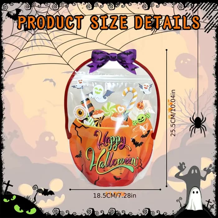 Sacs à bonbons d'Halloween auto-adhésifs (4/8/12 pièces) – Adorables motifs fantômes et citrouilles pour fêtes