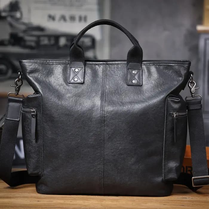 Brifecase – sacs pour ordinateur portable en cuir véritable pour hommes, 15 pouces, sac à main Simpl