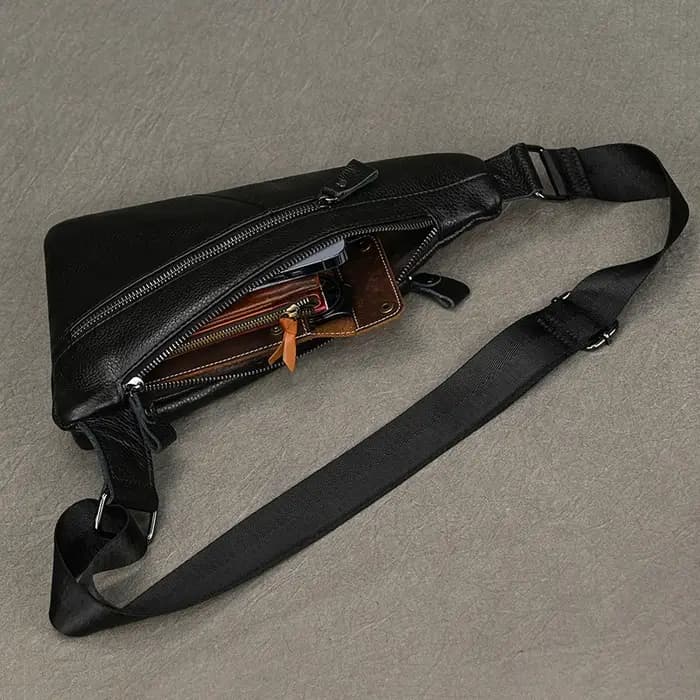 Luufan-Sac de poitrine en cuir véritable pour homme