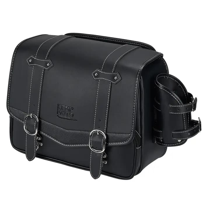 KEMIMOTO-Sacoche latérale de moto en cuir PU, sacoche de dégager étanche 20L avec support de clics p