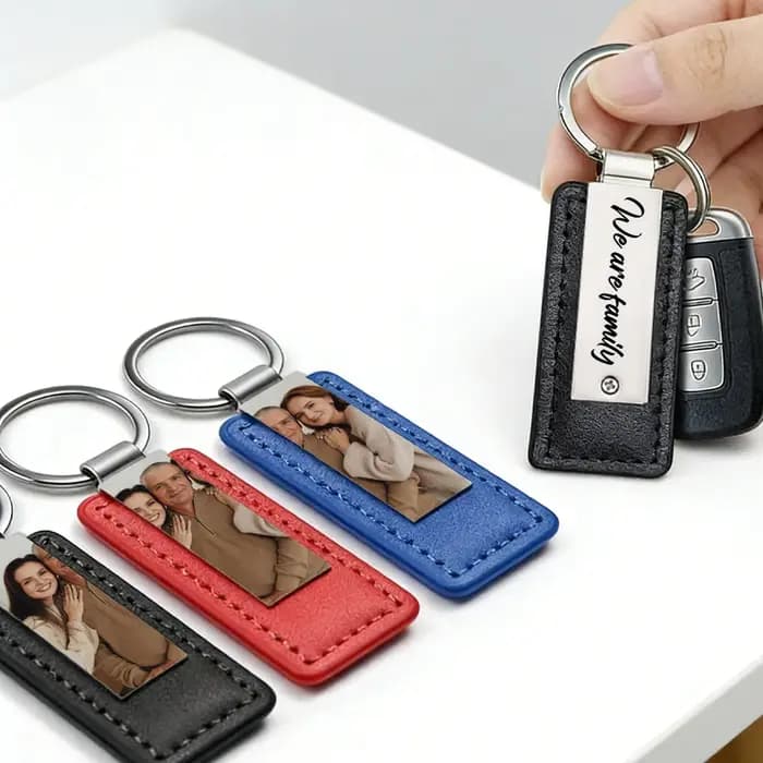 Étiquette de bagage personnalisée en cuir et alliage double face avec photo et texte