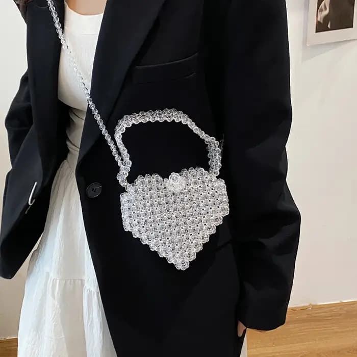 Pochette en cristal perles tissé à la main sac