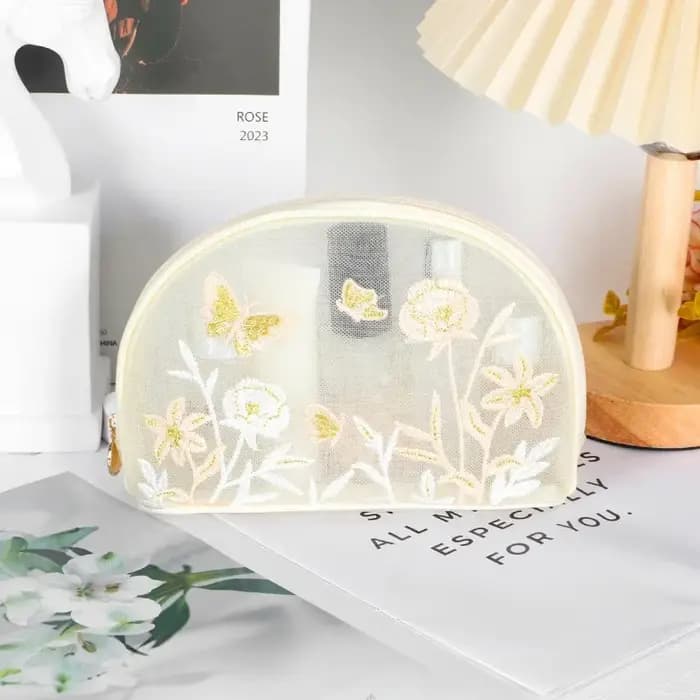 Nouvelle trousse de toilette portable grande capacité avec broderie filetée
