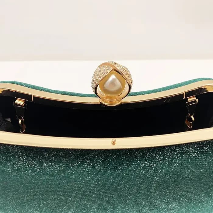Design de luxe femmes sacs de soirée vert pochette sac à main épaule deux chaînes fête de mariage femme