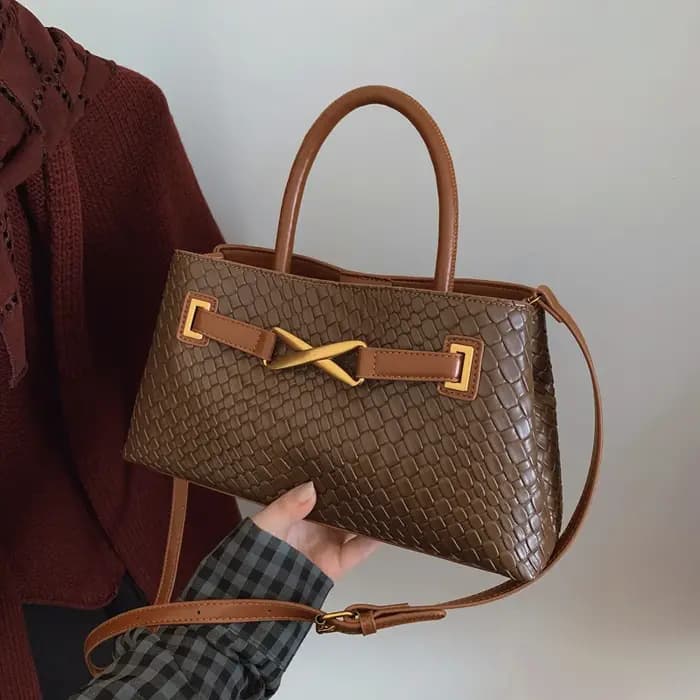 Sac à main à texture tissée en Pu pour femmes