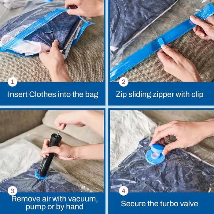 Lot de 4 sacs de compression sous vide épaissis