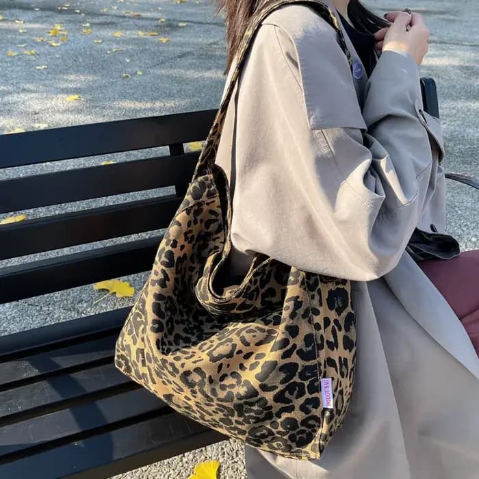 Vintage léopard toile épaule Shopper sac pour femmes 2025 grande femme sac fourre-tout créateur de mode