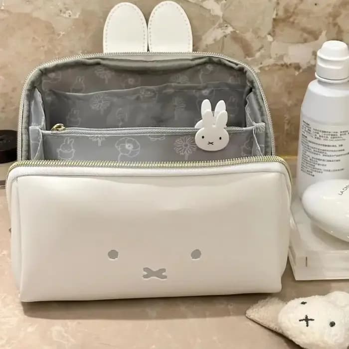 Kawaii Miffy lapin forme mignonne sac de maquillage à main multi-fonctionnel Portable sac de rangement de toilette jouet de noël cadeau pour les filles