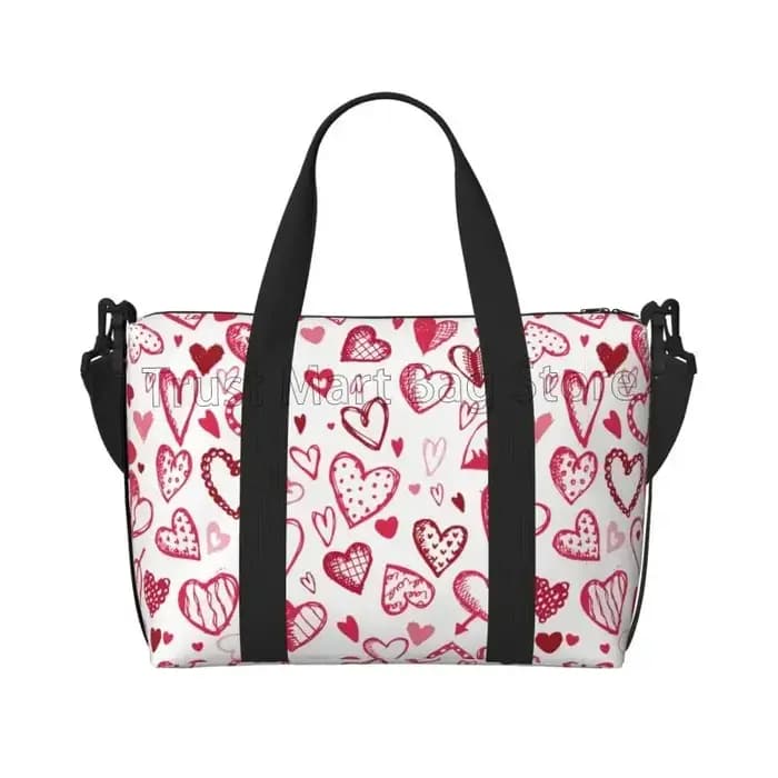 Sac polochon de voyage à motif coeurs d'amour pour femmes