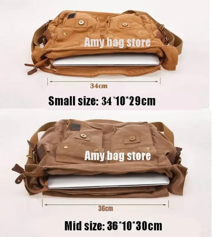 Grand Sac à Bandoulière en Toile et Cuir pour Homme