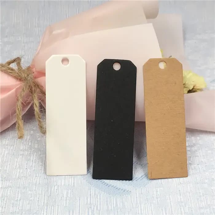 100 pièces 6*2 cm bricolage étiquettes en papier Kraft étiquette de tête bagages fête de mariage boîtes à