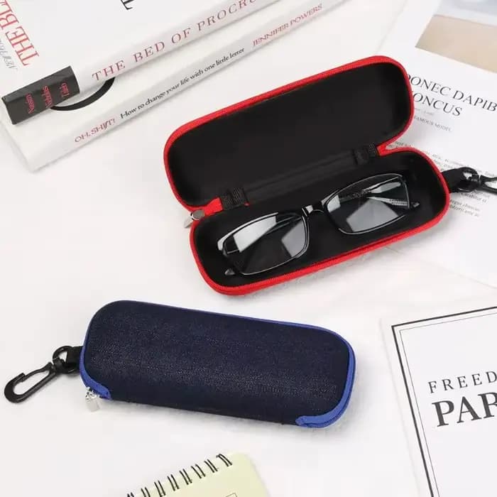 EVA fermeture éclair lunettes boîte Denim myopie
