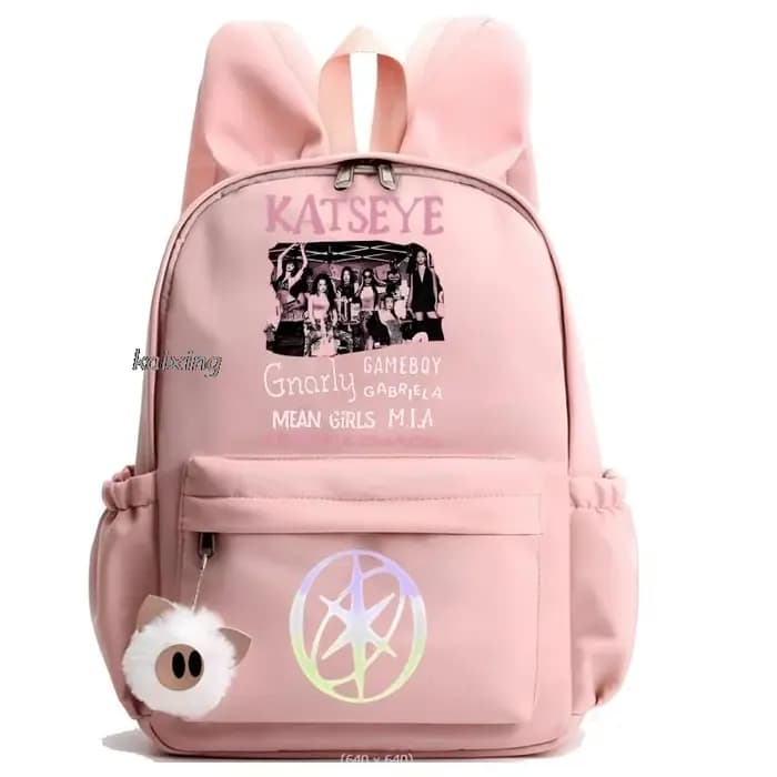 Mochila Hot Katseye drôle impression sac à dos fille garçon enfants sac à dos décontracté sacs d'école voyage oreilles