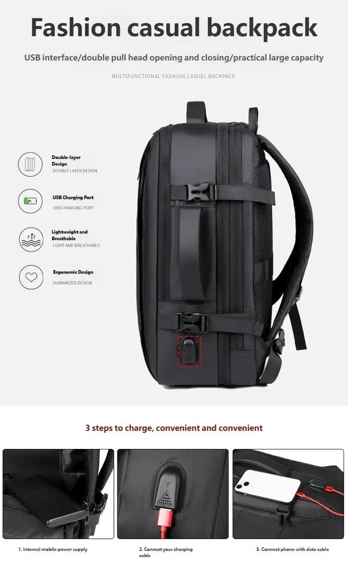 Sac à dos de voyage de grande capacité pour hommes