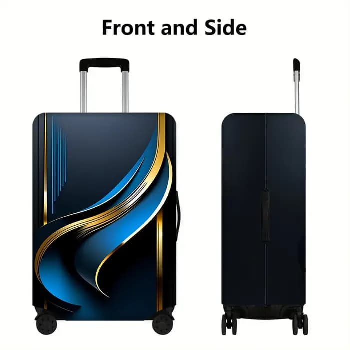 1 housse de valise avec un motif imprimé doré de style fluide, adaptée aux valises de 18 à 32 pouces