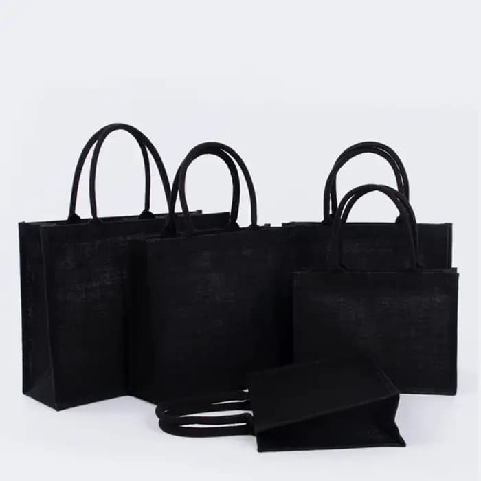 Sac fourre-tout en lin noir vintage pour femme