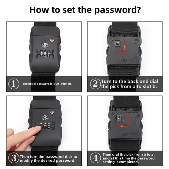 Cross Password Luggage Strap Travel Business Trip Carry-On Bag TSA Lock Check-In Baggage