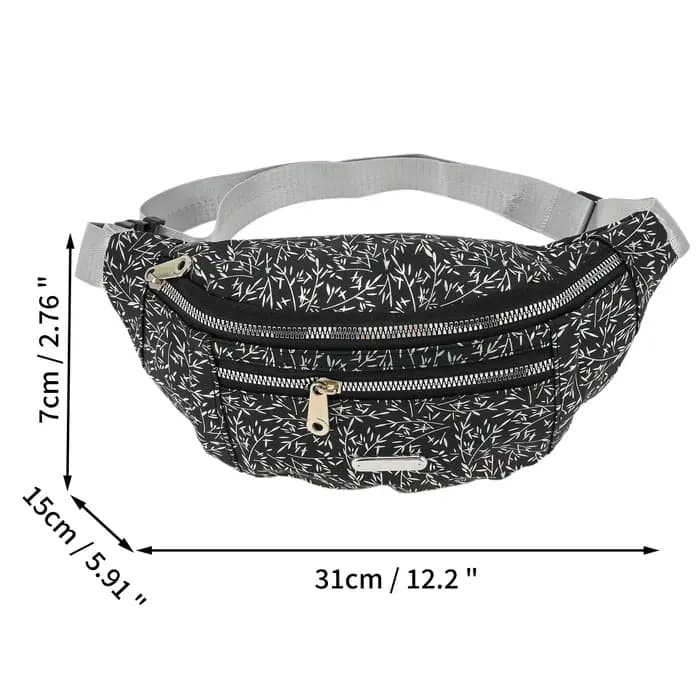 X Autohaux Sac banane à motif de feuilles de bambou noir 1 pièce