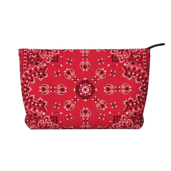 Trousse de toilette ethnique personnalisée bohème rouge Paisley Bandana pour femmes