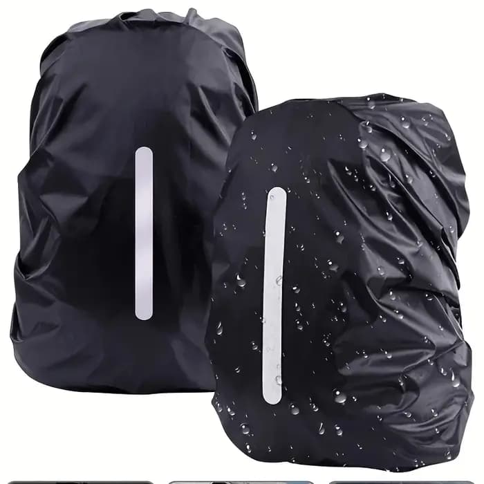 Sac à dos pliable noir 20-70L avec bande réfléchissante