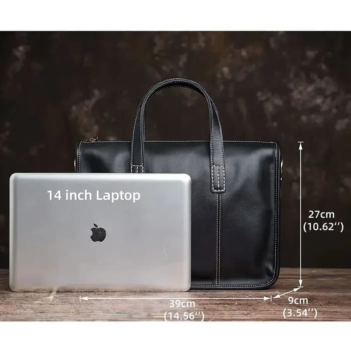 NUPUGOO – serviette d'affaires en cuir véritable pour hommes