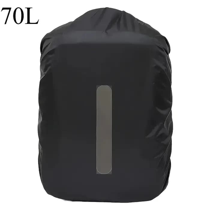 Housse de pluie pliable noire 20-70L pour sac à dos avec bandes réfléchissantes – Idéale pour la randonnée