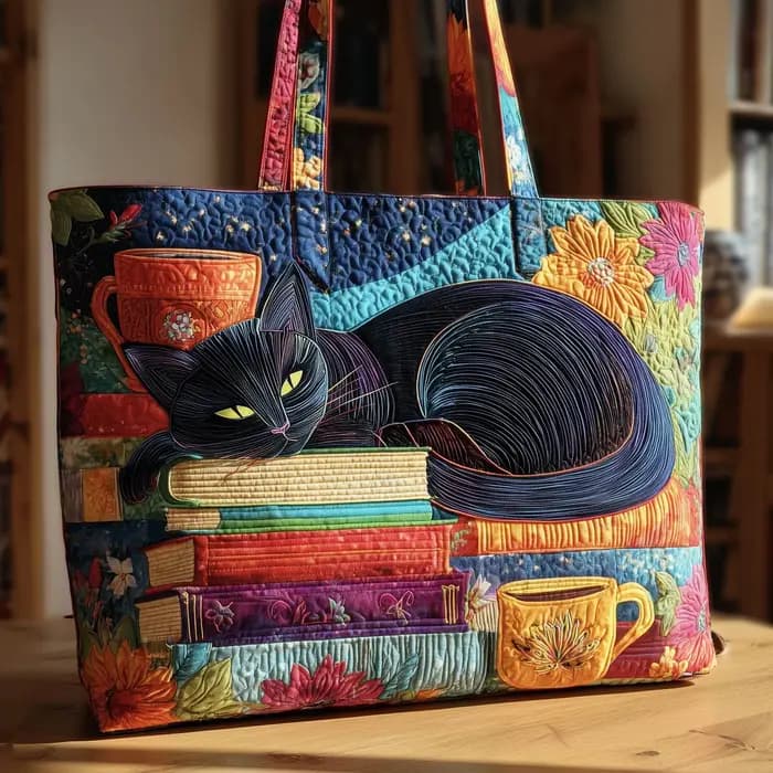  Sac fourre-tout matelassé 3D imprimé animaux (chat) pour femme et homme