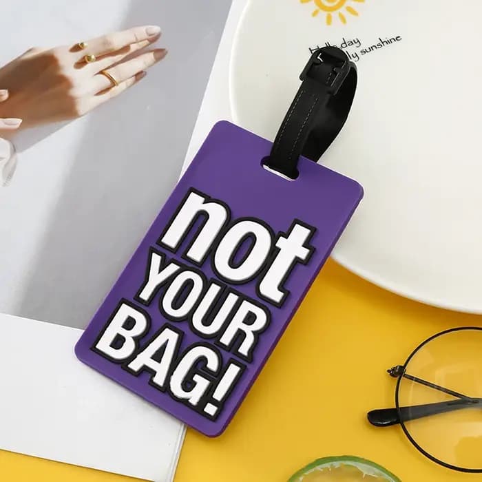 1 pièce Étiquette de bagage géométrique souple en silicone PVC pour identification de valise, accessoire de voyage