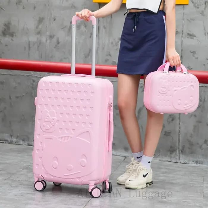 Ensemble de bagages à roulettes Cartoon Cat pour femmes