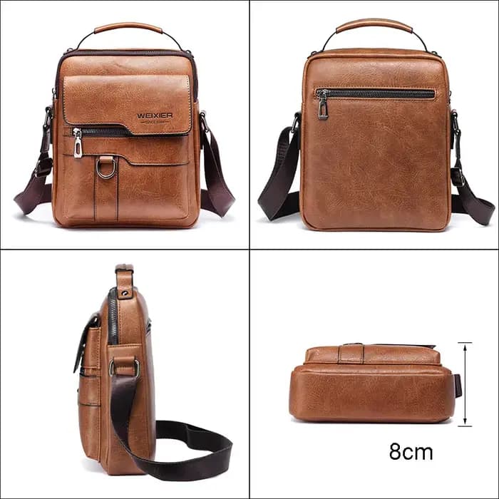 Sac messager en cuir PU de qualité supérieure pour homme WEIXIER - Vintage