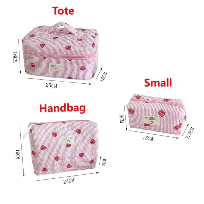 Sac à cosmétiques matelassé rose fraise pour femmes