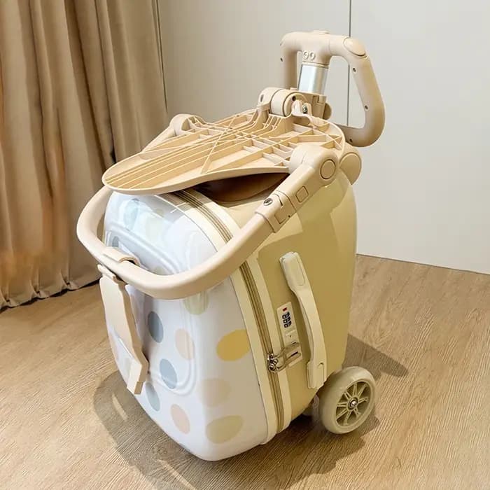 Valise à roulettes pour enfants, 20 pouces, pliable, avec fonction de siège et de roulement, bagage cabine pour enfant