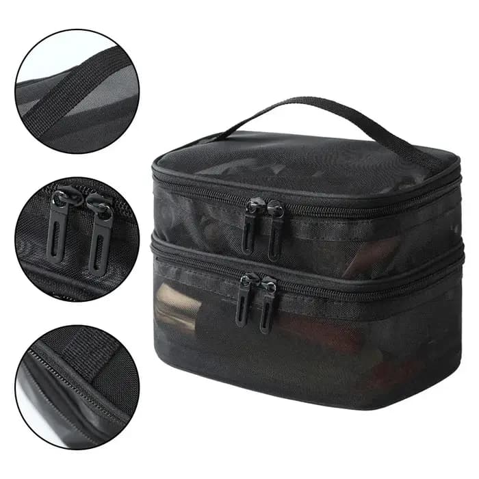 Sac de maquillage en maille double couche