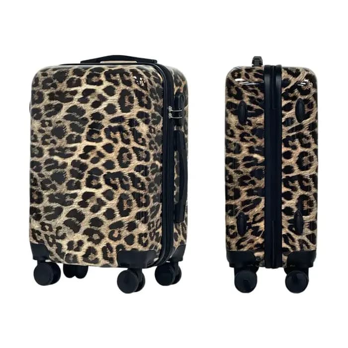 Bagage imprimé léopard pour femme 20 pouces-boîtier de chariot à roulettes silencieux