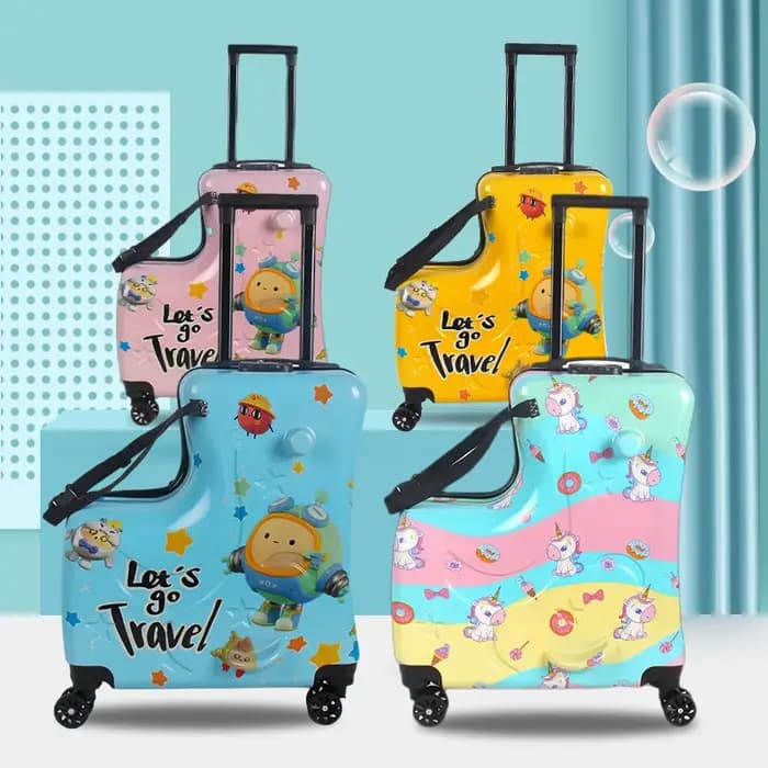 Les valises de voyage pour enfants peuvent s'asseoir et monter sur les bagages à roulettes