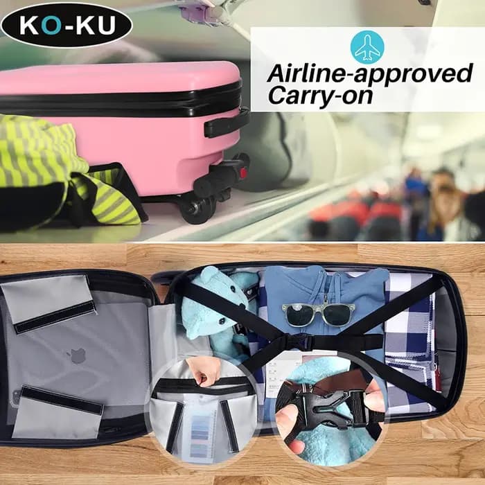 Valise trottinette pliable KO-KU pour enfants de 4 à 15 ans, grande capacité, sur roulettes, valise à roulettes de 18 pouces