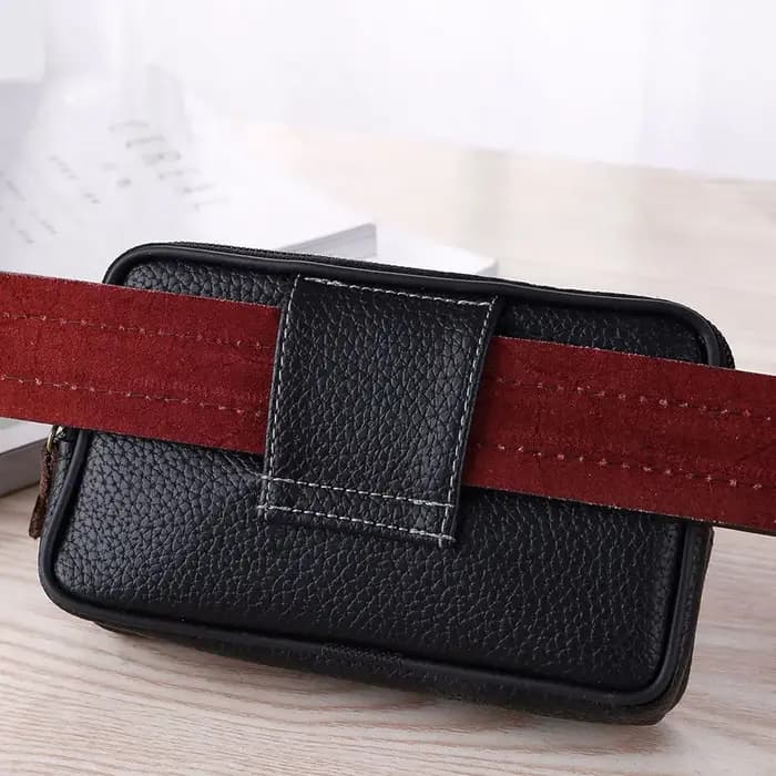 Mini sac de taille multifonction en cuir PU pour hommes