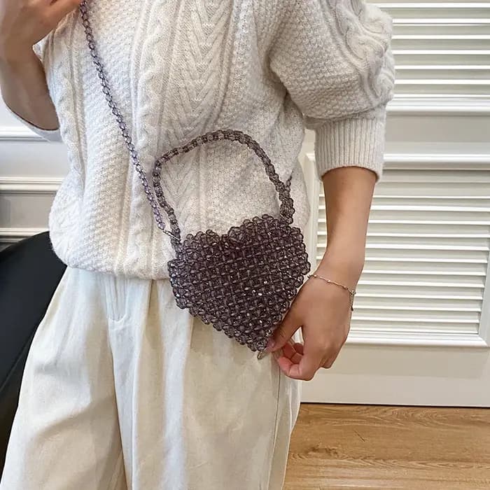 Pochette en cristal perles tissé à la main sac