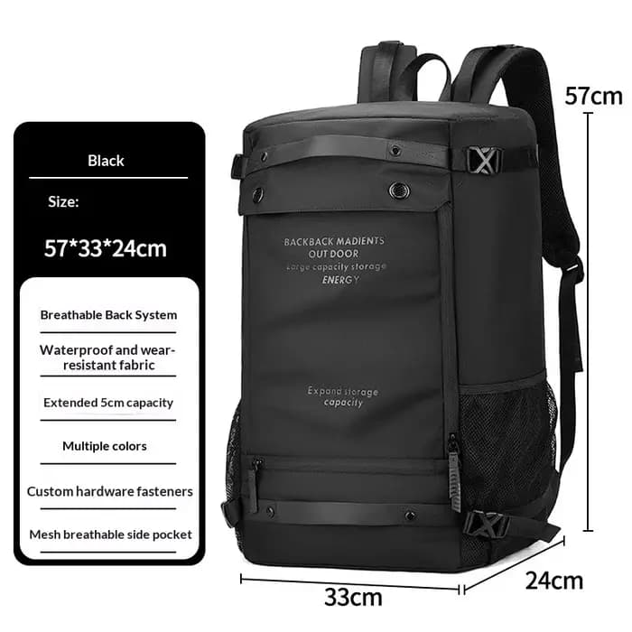 Sac à dos de sport pour homme, sac de fitness pour femme de 60 litres, sac à dos de randonnée en ple