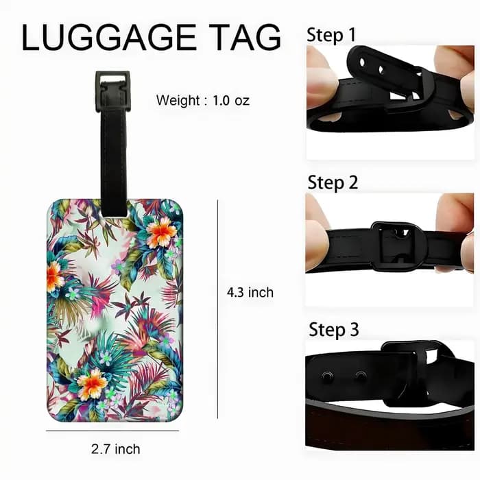 Étiquette de bagage à motifs floraux élégants pour femme