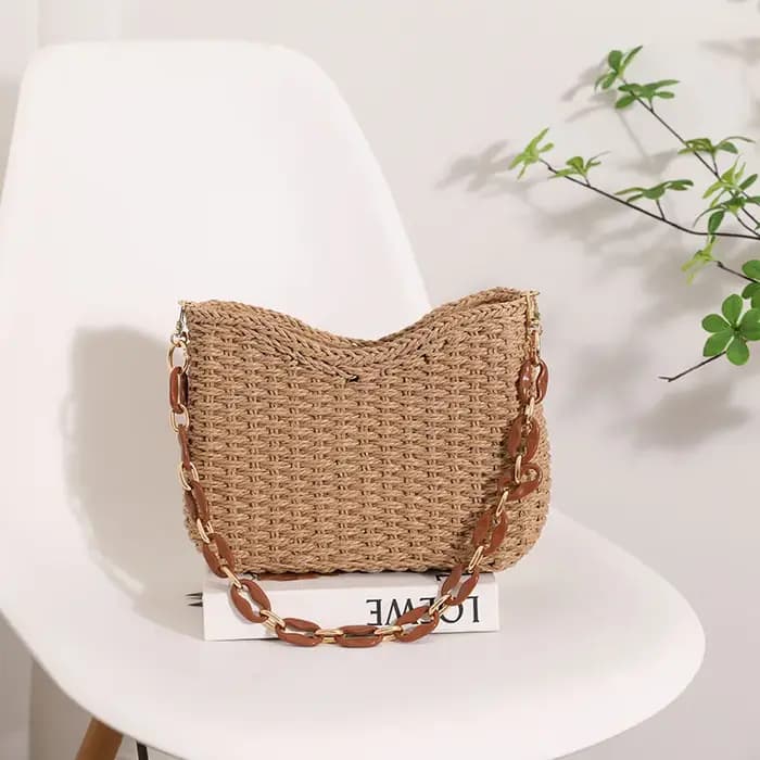Petit sac sous les aisselles tissé violet frais pour femmes