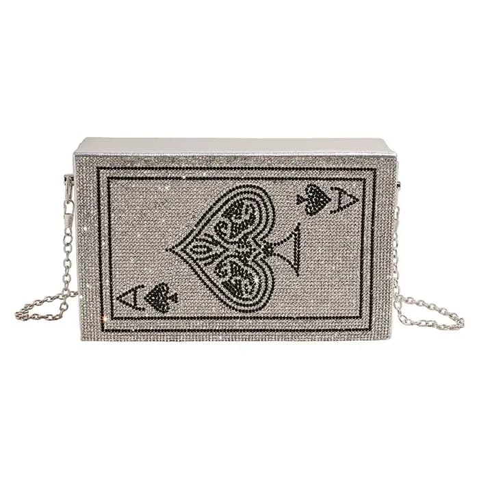 Designer Poker carte à jouer reine femmes cristal sac de soirée strass pochette fête Cocktail sac à main et sac