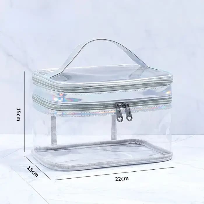 Sac à cosmétiques Transparent pour femmes, filet de célébrité, grande capacité, voyage pour filles,