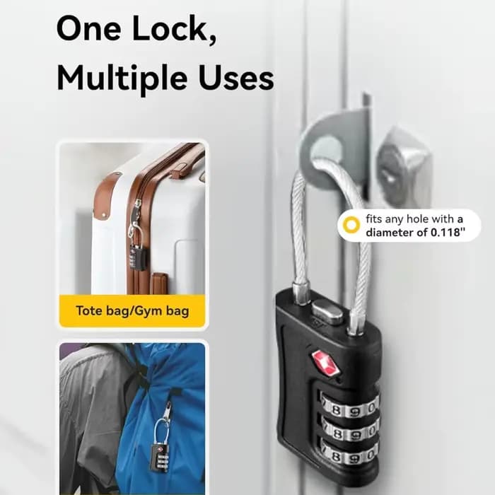 Lot de 4 cadenas à code douanier TSA pour bagages de voyage