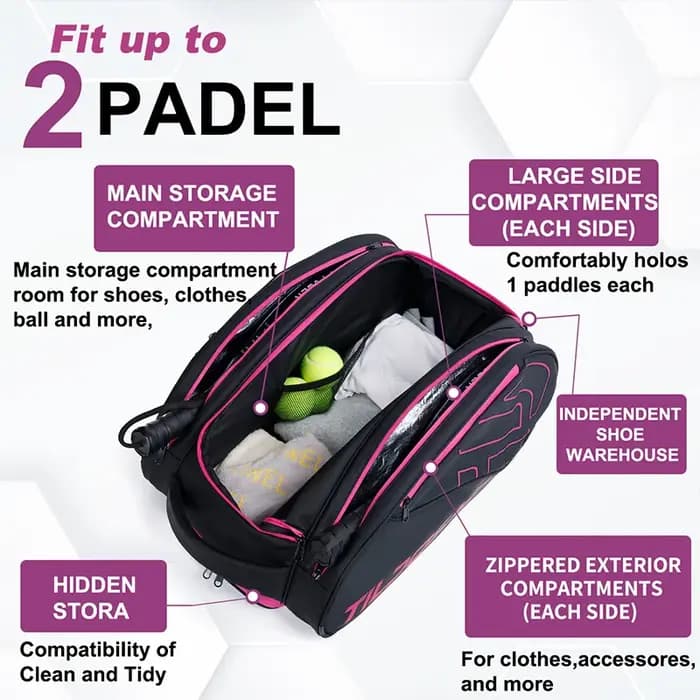 Sac à dos portable unisexe pour raquettes de pickleball et padel