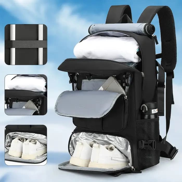 55L sac de voyage de grande capacité pour hommes 15,6 pouces sac à dos de valise pour ordinateur portable sac à dos multifonction imperméable sacs de camping extérieurs