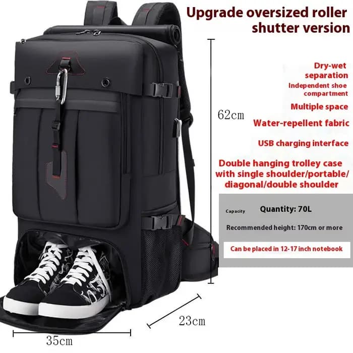 Sac à dos de voyage de grande capacité 50L 70L