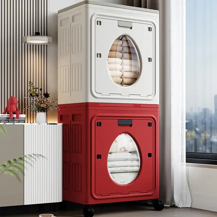 Armoire de rangement pliante pour vêtements, boîte de rangement pour couette de chambre à coucher, porte d'entrée rabattable de grande capacité pour organiser l'armoire de rangement