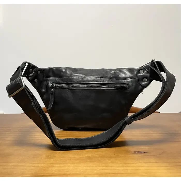 Sac de poitrine décontracté en cuir de vache pour hommes