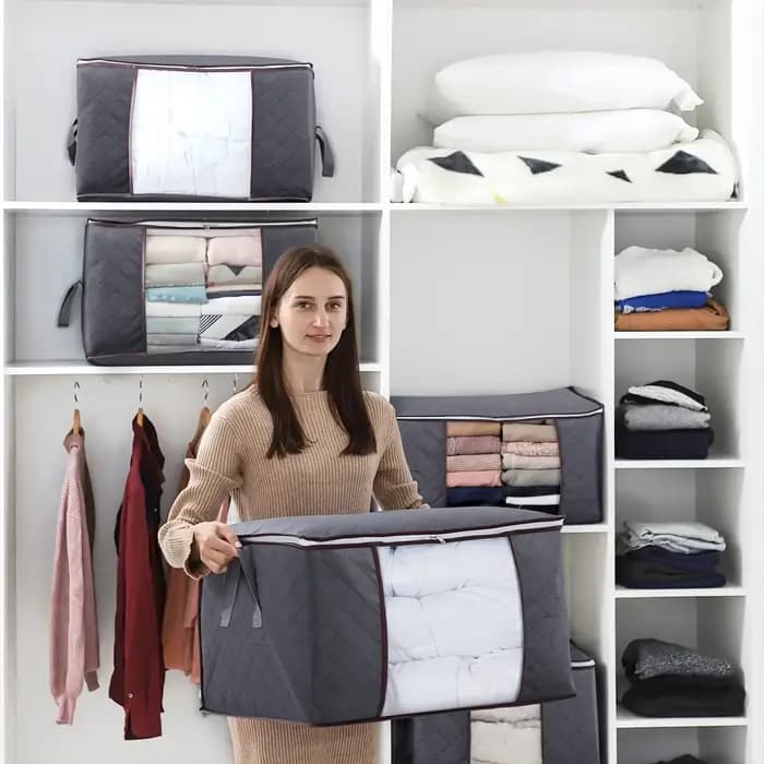 Sac de Rangement pour Vêtements de Grande Capacité, avec Poignée Renforcée, pour Couverture, Couette